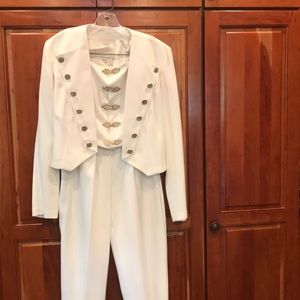 Three piece white pantsuit